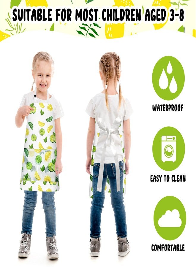 PLULON 4 Pcs Kids Aprons with Pockets - Lemonade Apron for Painting, Cooking, Baking - Adjustable Strap - 3-8 Years - Image 5