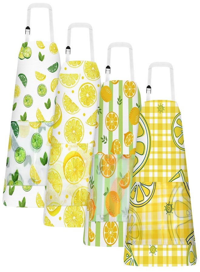 PLULON 4 Pcs Kids Aprons with Pockets - Lemonade Apron for Painting, Cooking, Baking - Adjustable Strap - 3-8 Years - Image 1