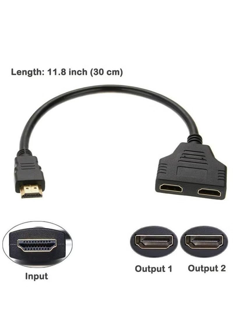 HDMI Splitter Cable Male 1 to 2 Way HDMI Adapter – 1080P, Dual HDMI Female Output for HDTV, LED, LCD – Supports Two TVs Simultaneously - Image 2