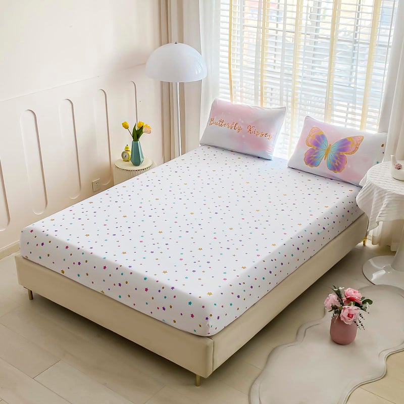 Cokouchyi Twin Size Comforter Set for Girls  5-Piece Bed in a Bag  3D Colorful Butterfly Bedding Comforter Sheet Set  Ultra Soft and Fluffy  Pink & Rainbow Color - Image 4