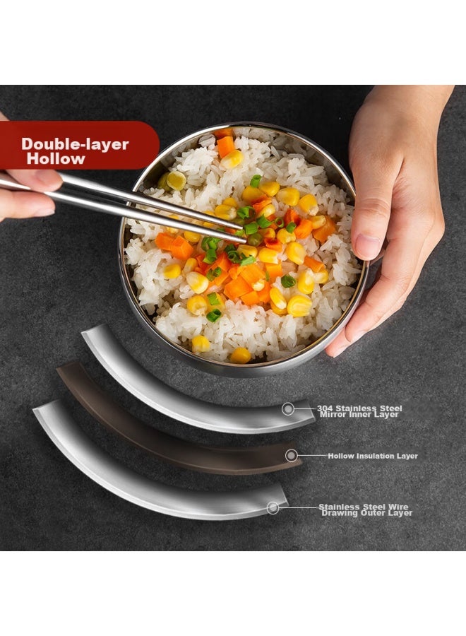MAX COOK Meichun 304 Stainless Steel Bowl 12cm, Soup Bowl Tableware Noodle Bowl, Double-layer Insulation, Set Of 3 Mccu2784 - Image 3