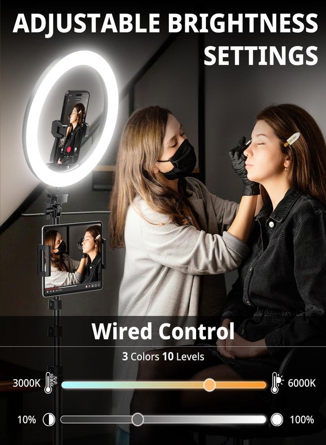 UBeesize 12’’ Ring Light with Tripod Stand (72’’ Tall) & iPad/Phone Holder - Image 2