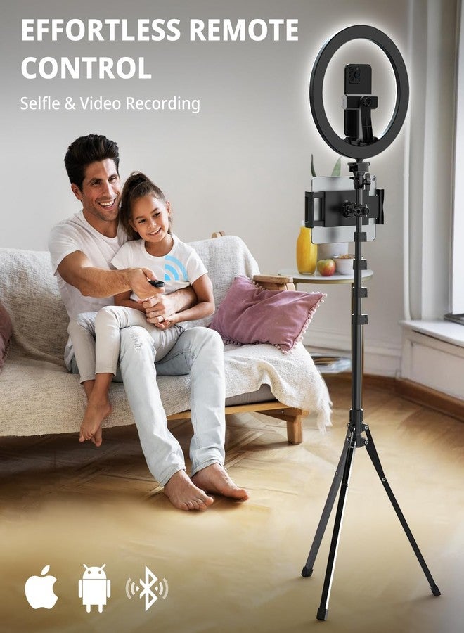 UBeesize 12’’ Ring Light with Tripod Stand (72’’ Tall) & iPad/Phone Holder - Image 5