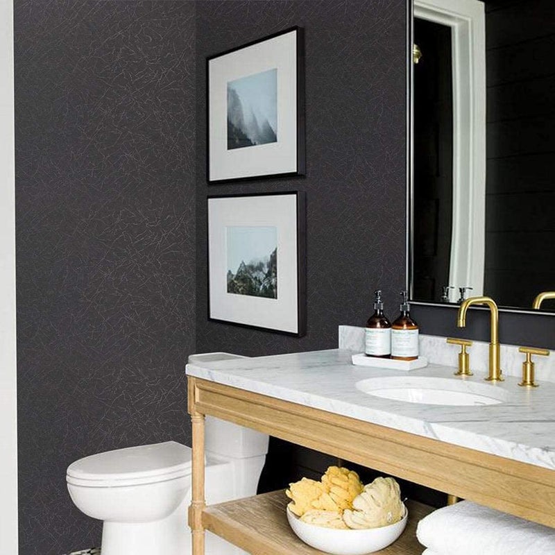 Abyssaly Black Silk Wallpaper Peel and Stick 15.7" X 196.8" Embossed Self Adhesive Black Contact Paper Removable Kitchen Vinyl Textured Wall Paper Cabinet Furniture Shelf Liner - Image 3
