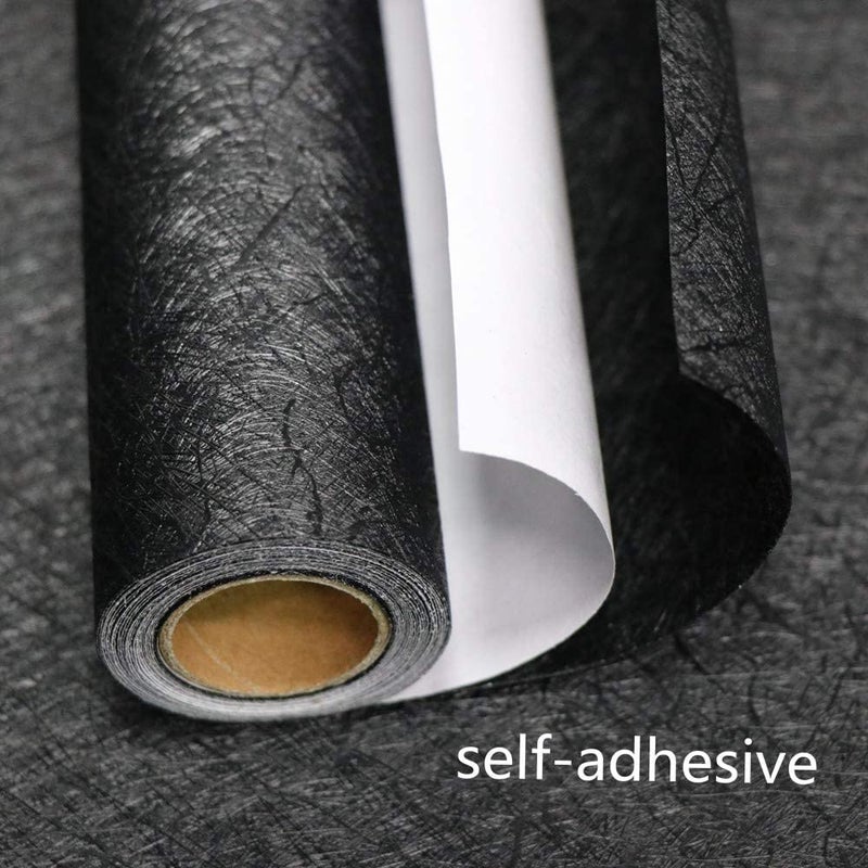Abyssaly Black Silk Wallpaper Peel and Stick 15.7" X 196.8" Embossed Self Adhesive Black Contact Paper Removable Kitchen Vinyl Textured Wall Paper Cabinet Furniture Shelf Liner - Image 2