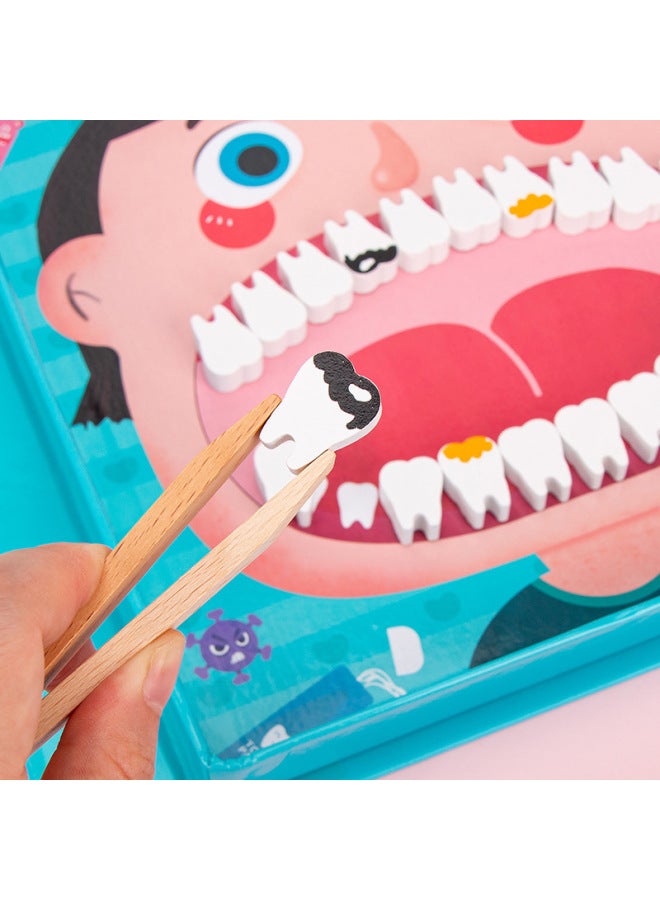 Wooden Children's Oral Dentistry Small Doctor Nurse Toy Simulation Dentist Set Play Home Medical Toy-Color:Little Dental Doctor - Image 3