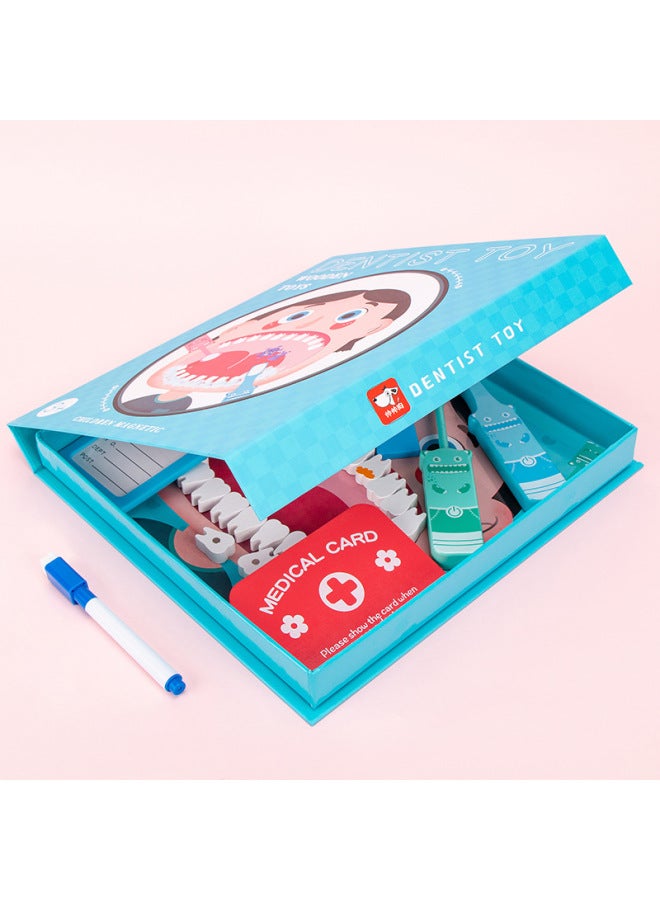 Wooden Children's Oral Dentistry Small Doctor Nurse Toy Simulation Dentist Set Play Home Medical Toy-Color:Little Dental Doctor - Image 5