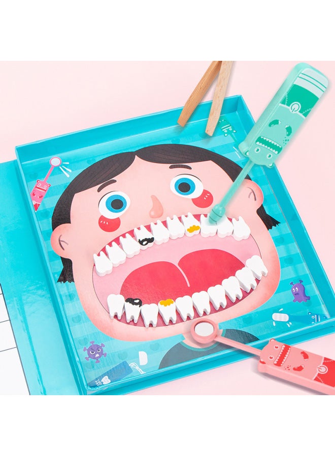 Wooden Children's Oral Dentistry Small Doctor Nurse Toy Simulation Dentist Set Play Home Medical Toy-Color:Little Dental Doctor - Image 2