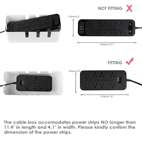 baskiss Cable Management Box by Baskiss, 12x5x4.5 inches, Wood Lid, Wire Organizer for Desk TV Computer USB Hub System to Cover and Hide & Power Strips & Cords - Image 4
