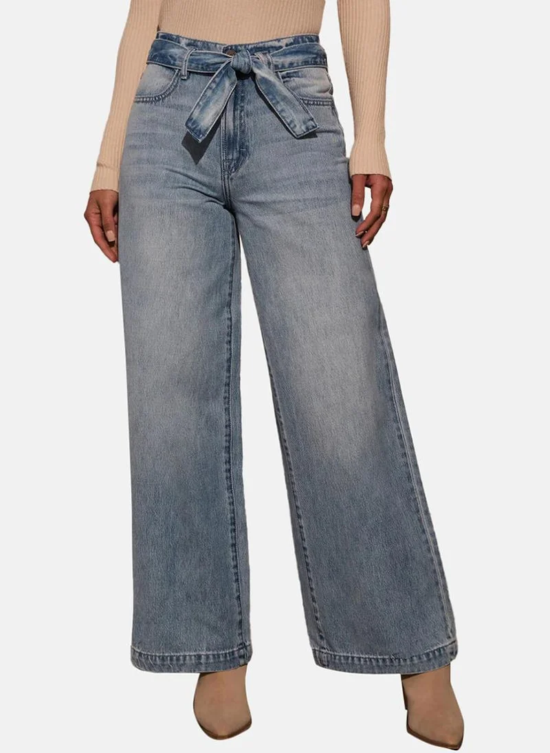 YUNIQEE Blue Wide Leg Clean Look High-Rise Jeans