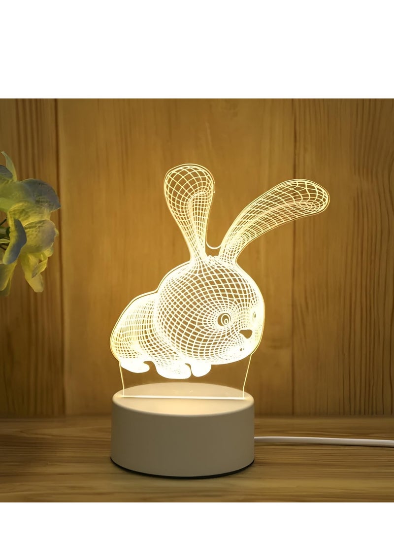 Plan A Creative 3D LED Lamp – Desk Decor Table Lamp for Bedroom, Creative Night Light for Kids and Adults, Perfect for Birthday Birthday Holiday Gifts for Boys Girls (Rabbit)  - Image 2