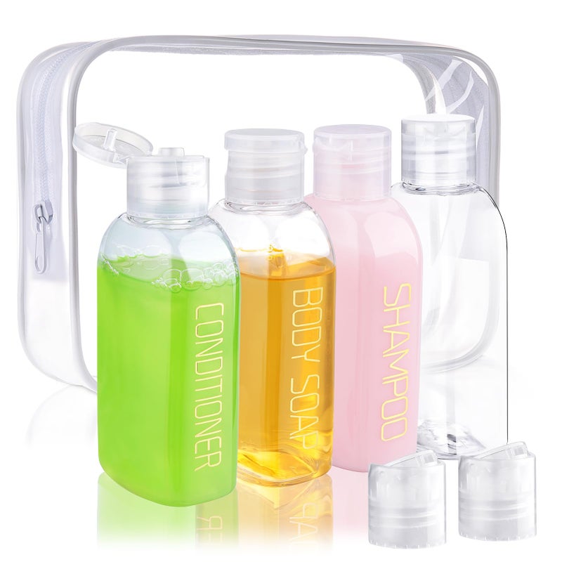 Cosywell Leakproof Squeeze Bottles Travel Kit - 4pc 3.4 oz TSA Approved for Shampoo, Conditioner and Toiletries - Image 1