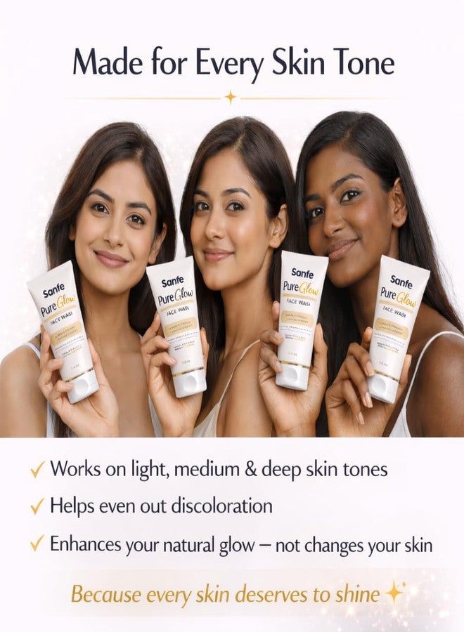 Sanfe PureGlow Radiance Enhancing Face Wash for Bright Skin & Dark Spot Care with Kojic Acid, Niacinamide & Licorice Extract | Glow Boosting Facial Cleanser for Even Tone, Skin Brightening & Radiant Complexion | 100 ml - Image 4
