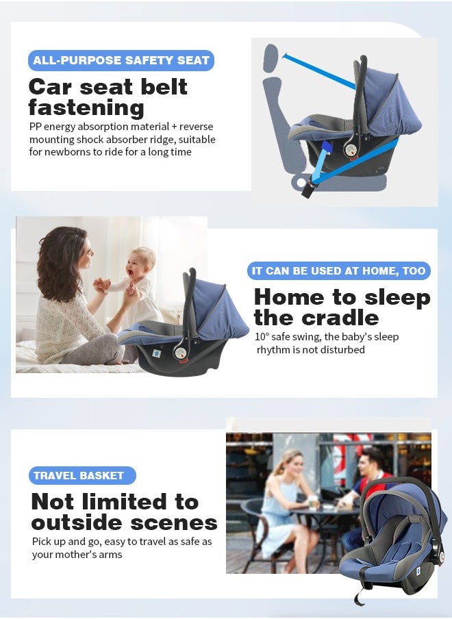 Soft Touch Baby Car Seat With Full Body Support Cushion Baby Car Chair Baby Carrier Cot with Adjustable Canopy  - Image 5