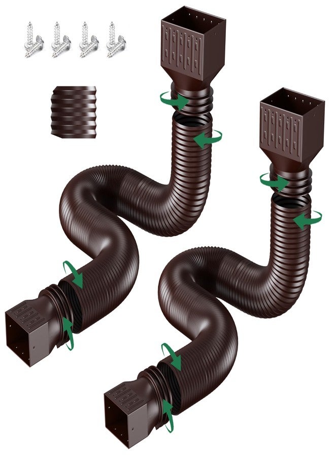 FEILAYDUN 2 Pack Rain Gutter Downspout Extensions, Upgraded Flexible Drain Downspout Extender, Rainwater Drainage Diverter with Mini Connector, Extendable from 20 to 127 Inches - Image 1