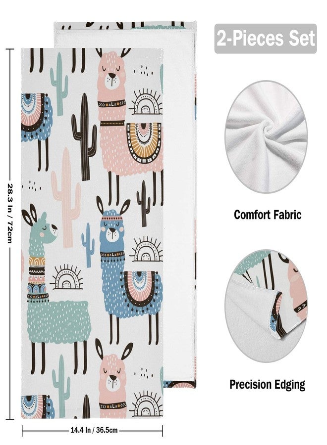 Vdsrup Llama Cactus Hand Towels Chic Cacti Alpaca Towel Set of 2 Animals Small Bath Towels Soft Guest Face Towel Bathroom Decorations Thin Kitchen Tea Dish Towels 14x28 in - Image 2