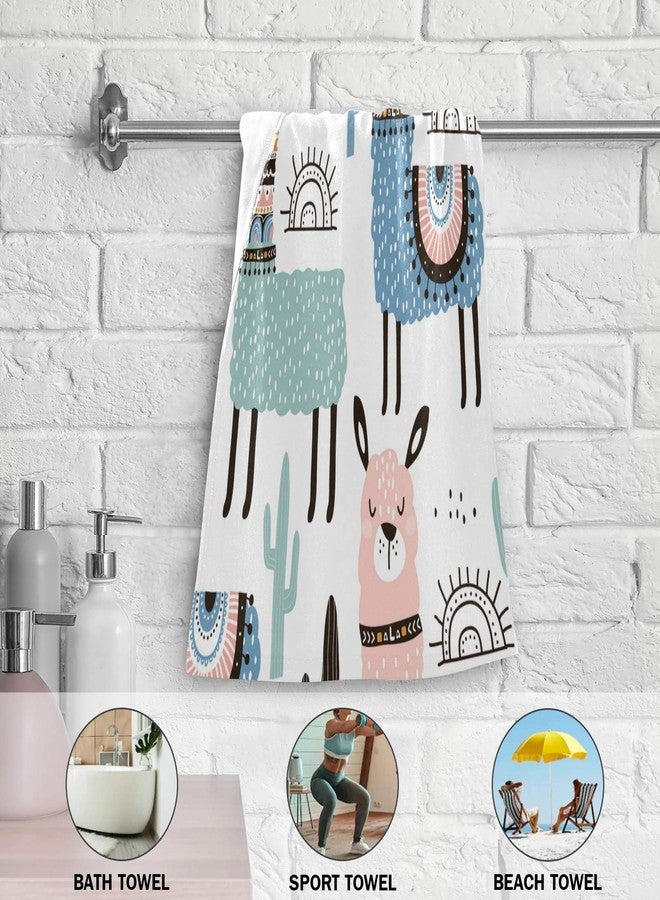 Vdsrup Llama Cactus Hand Towels Chic Cacti Alpaca Towel Set of 2 Animals Small Bath Towels Soft Guest Face Towel Bathroom Decorations Thin Kitchen Tea Dish Towels 14x28 in - Image 3
