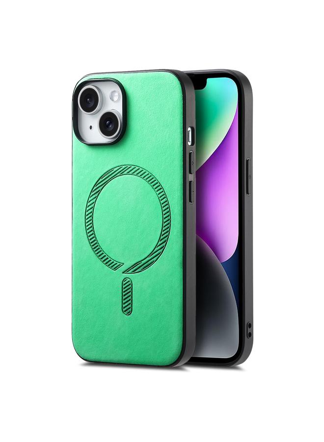 S-TOP Case For iPhone 14 Plus Solid Color Retro Magsafe PU Back Cover Phone Case - Image 1