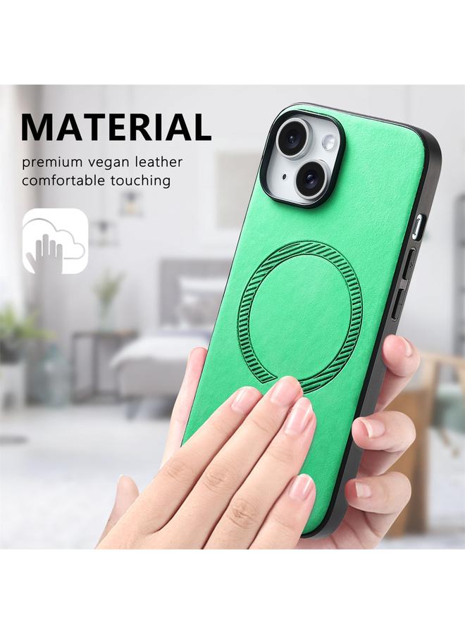 S-TOP Case For iPhone 14 Plus Solid Color Retro Magsafe PU Back Cover Phone Case - Image 5