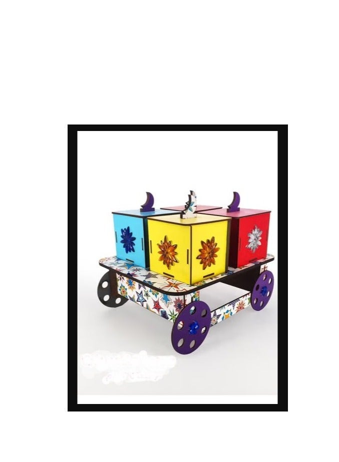 Handmade Multi-Purpose Car Wooden With 4 Box For Dining Table - Image 1