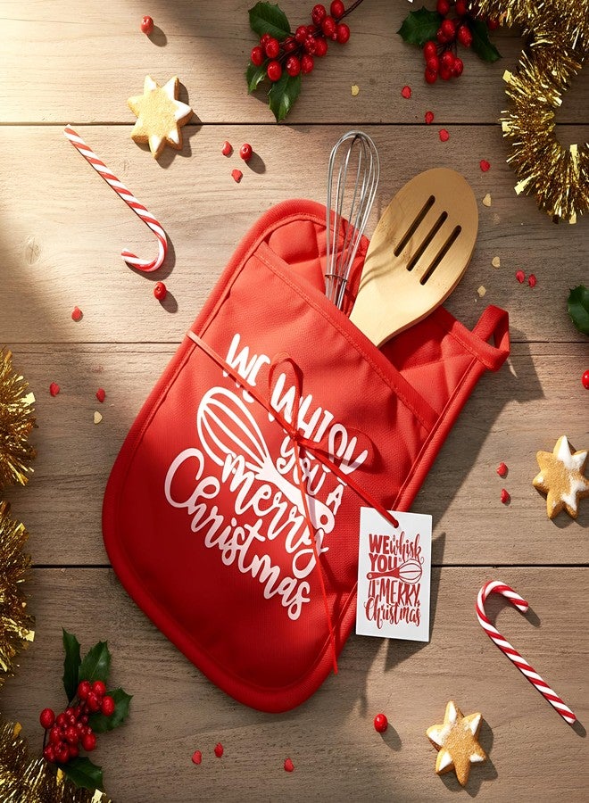 Funnymoom مجموعة هدايا مطبخ عيد الميلاد من Funnymoom، 6 قطع، تتضمن حاملات أواني مقاومة، وملاعق خفق، وشريط، ومستلزمات الطبخ والخبز، باللون الأحمر. - Image 3