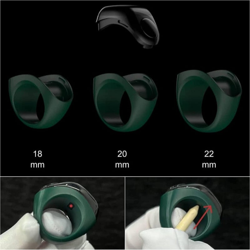 UMEOX iQIBLA Smart Tasbih Zikr Ring Flex (F01) Plastic Version, 3 Sizes, Muslim Prayer, Prayer timing reminder, OLED display Tasbih Counter, Smart Ring -­ (Black), Bluetooth - Image 4