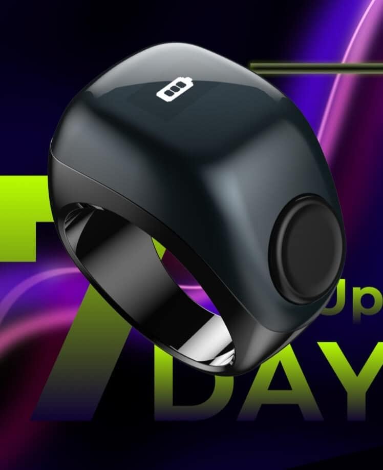 UMEOX iQIBLA Smart Tasbih Zikr Ring Flex (F01) Plastic Version, 3 Sizes, Muslim Prayer, Prayer timing reminder, OLED display Tasbih Counter, Smart Ring -­ (Black), Bluetooth - Image 5