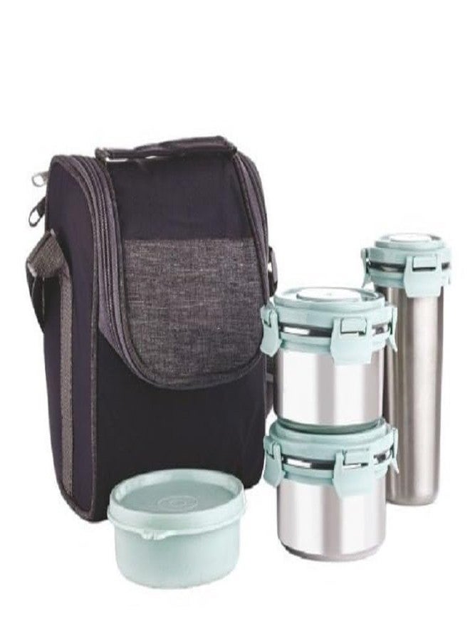 Gcrox Stainless Steel Insulated Lunch Box with Carry Bag - Microwave Safe Inner Steel Containers with BPA Free Lids - Tiffin Box for Office, School - Set of 4 (Platina 4) - Image 2