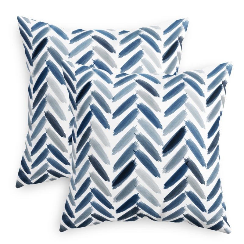 CaliTime Throw Pillow Covers Decorative 18 X 18 Inches Pack of 2 Cozy Fleece Abstract Brushwork Arrow Cushion Cases for Couch Bed Sofa Farmhouse Decoration Navy Blue - Image 2