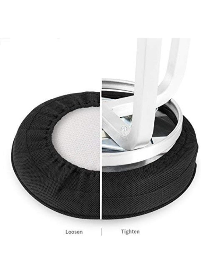 Shinnwa وسائد بار شينوا بذاكرة فوم أغطية كراسي بار دائرية مع قاعدة غير قابلة للانزلاق وحزام مرن 14 أسود - Image 4