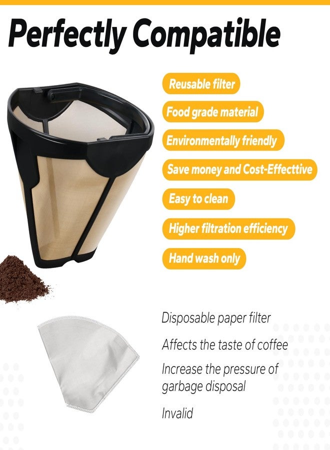 Ophjerg Coffee Permanent Filter Compatible with Ninja Coffee Filter Dual Brew Models Replaces, CFP201 CFP250A CFP300 CFP301 CFP305 CFP307 Reusable Gold Tone Coffee Filter Basket - Image 4