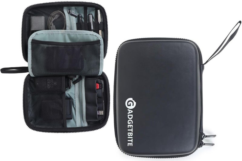 GadgetBite EVA Water-Resistant Travel Electronic Organizer Bag for Charger, USB, Hard Drive, Phone, Cables, SD Cards, and More, Compact Portable Storage Carrying Case for Electronics Accessories - Image 1