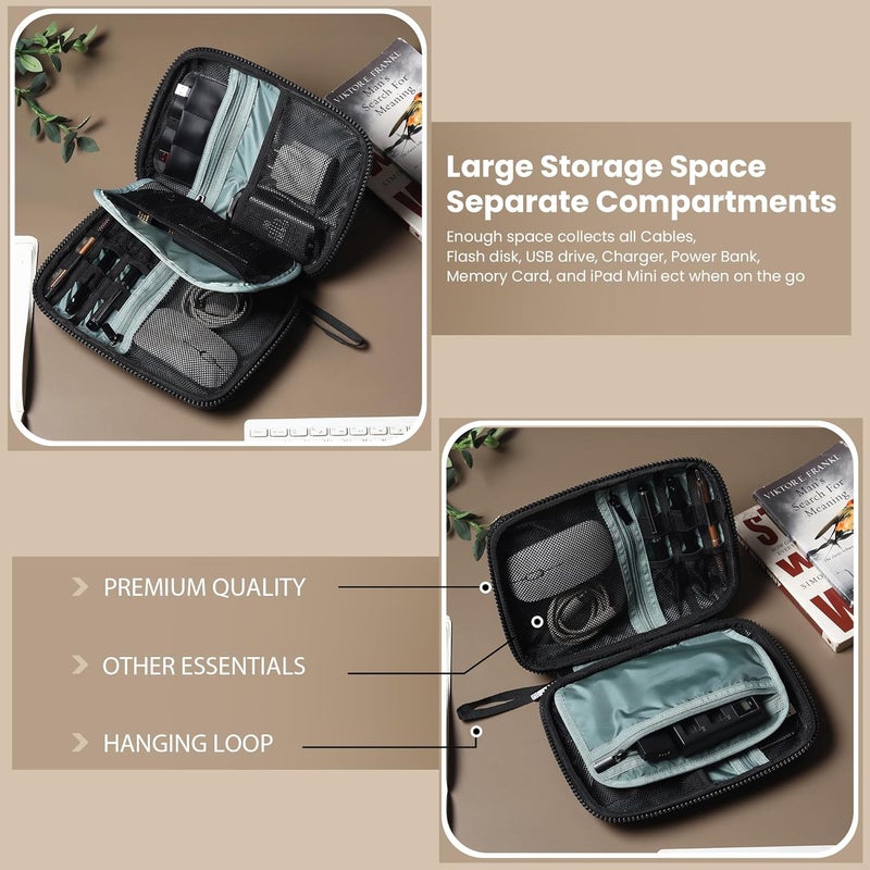 GadgetBite EVA Water-Resistant Travel Electronic Organizer Bag for Charger, USB, Hard Drive, Phone, Cables, SD Cards, and More, Compact Portable Storage Carrying Case for Electronics Accessories - Image 3