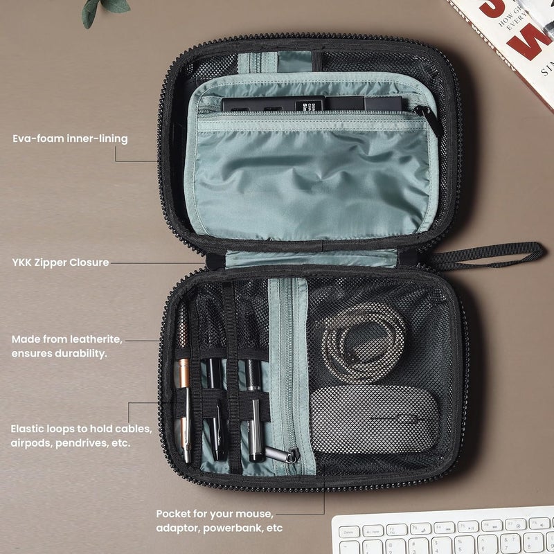 GadgetBite EVA Water-Resistant Travel Electronic Organizer Bag for Charger, USB, Hard Drive, Phone, Cables, SD Cards, and More, Compact Portable Storage Carrying Case for Electronics Accessories - Image 5