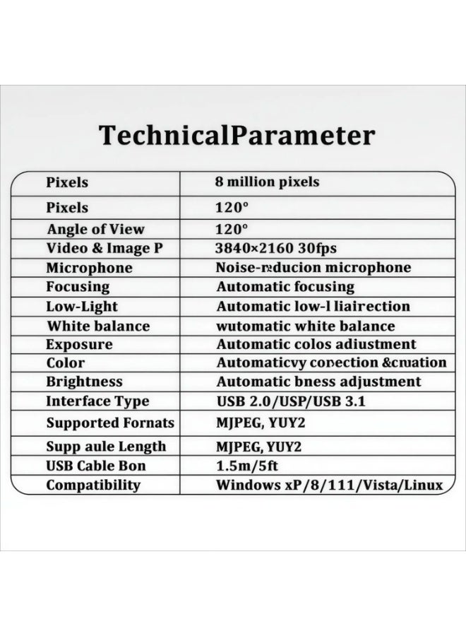 كاميرا ويب 4K للكمبيوتر الشخصي مزودة بميكروفونات وتركيز تلقائي وغطاء خصوصية وحامل ثلاثي القوائم وكاميرا بث USB تعمل بنظام التوصيل والتشغيل لبرنامج Zoom وYouTube والألعاب. - Image 2