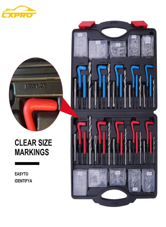 CXPRO 314Pcs Thread Repair Kit, SAE and Metric Helicoil Repair Kit with HSS Drill Bits Inserts Taps Break Off Tools: M5 M6 M8 M10 M12, SAE Helicoil Kit: 1/4" 5/16" 3/8" 7/16" 1/2" - Image 4