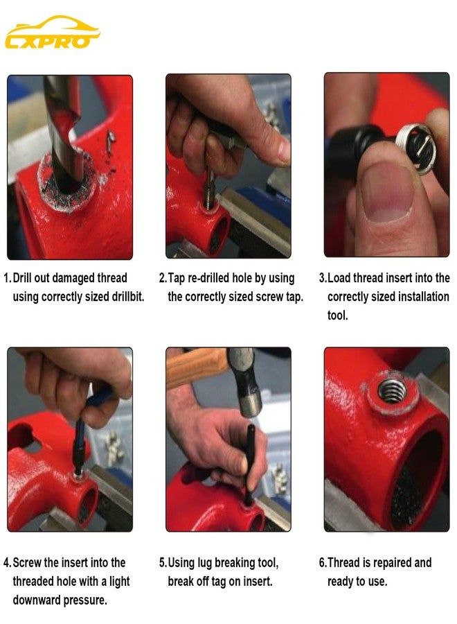 CXPRO 314Pcs Thread Repair Kit, SAE and Metric Helicoil Repair Kit with HSS Drill Bits Inserts Taps Break Off Tools: M5 M6 M8 M10 M12, SAE Helicoil Kit: 1/4" 5/16" 3/8" 7/16" 1/2" - Image 3
