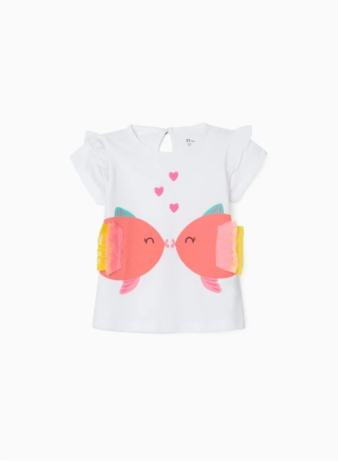 Zippy T-Shirt for Baby Girls 'Kiss', White