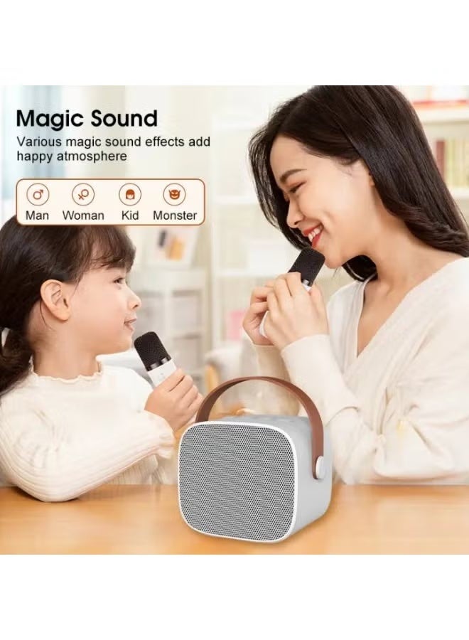 Kisonli G23 Mini KTV Portable Bluetooth Speaker with 2 Wireless Microphones, 5W Sound Output, Family Karaoke System - White - Image 2