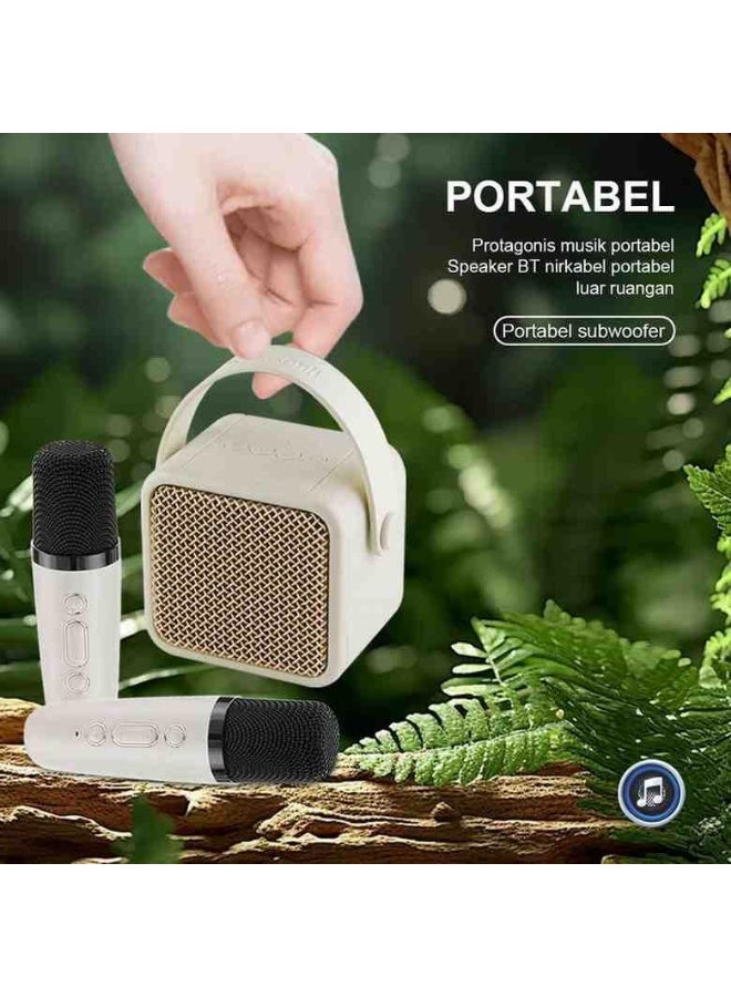 Kisonli G23 Mini KTV Portable Bluetooth Speaker with 2 Wireless Microphones, 5W Sound Output, Family Karaoke System - White - Image 4