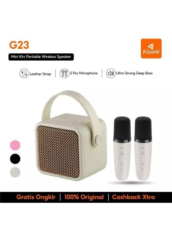 Kisonli G23 Mini KTV Portable Bluetooth Speaker with 2 Wireless Microphones, 5W Sound Output, Family Karaoke System - White - Image 5