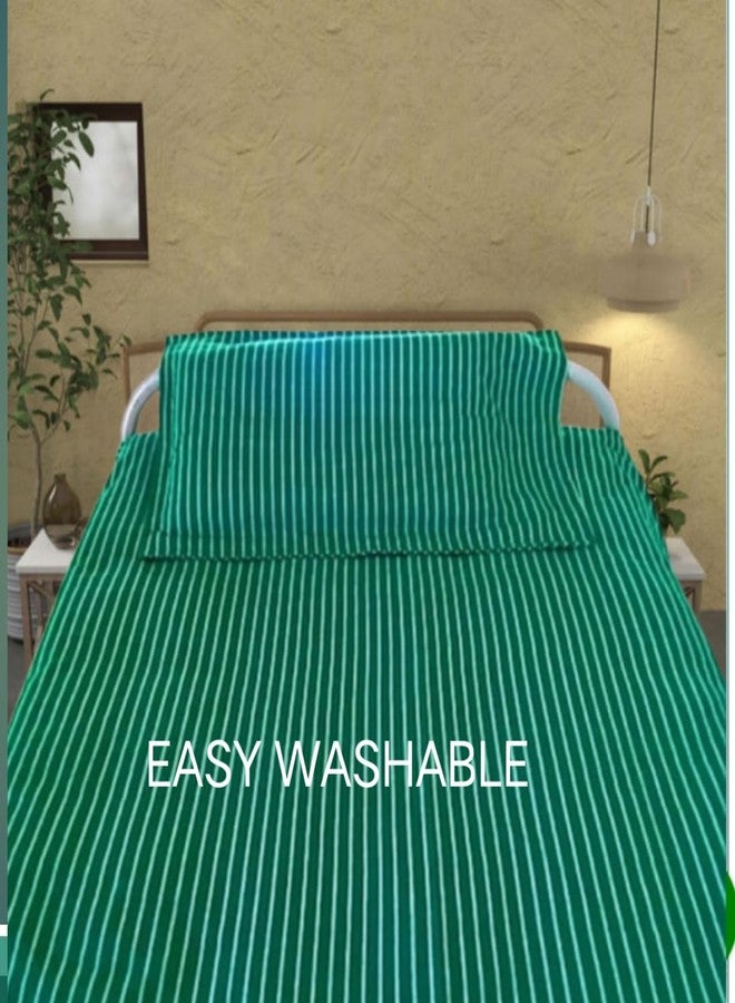 Ten Tex 1set Hospital Bed Sheet Pillow Cover -Size, 60"x 90", 18"x 27", Cotton, Green - Image 3