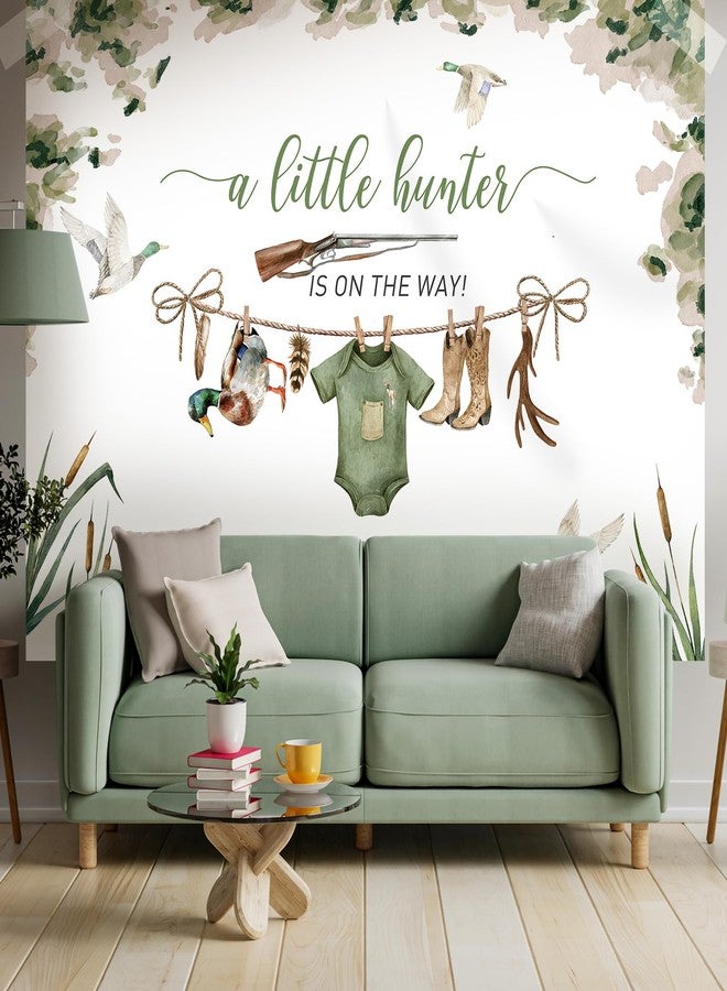 Rsuuinu Hunting Baby Shower Backdrop for Boys A Little Hunter is On The Way Mallard Duck Hunt Photography Background Newborn Baby Shower Party Decoration Supplies Banner Photo Booth Studio Props 7x5ft - Image 3