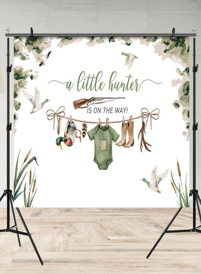 Rsuuinu Hunting Baby Shower Backdrop for Boys A Little Hunter is On The Way Mallard Duck Hunt Photography Background Newborn Baby Shower Party Decoration Supplies Banner Photo Booth Studio Props 7x5ft - Image 5