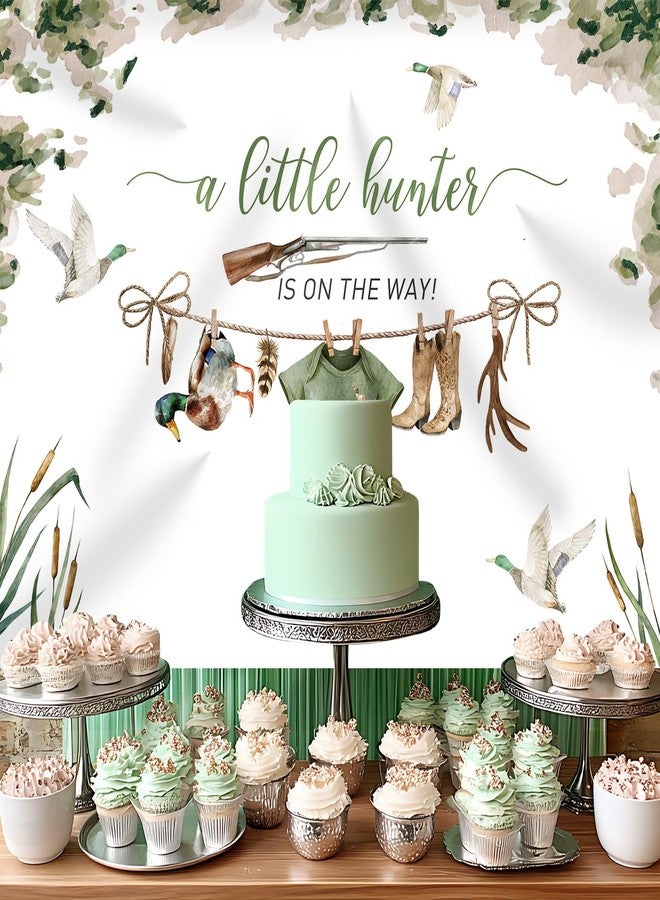 Rsuuinu Hunting Baby Shower Backdrop for Boys A Little Hunter is On The Way Mallard Duck Hunt Photography Background Newborn Baby Shower Party Decoration Supplies Banner Photo Booth Studio Props 7x5ft - Image 4