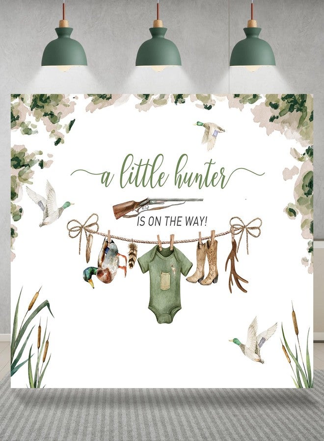 Rsuuinu Hunting Baby Shower Backdrop for Boys A Little Hunter is On The Way Mallard Duck Hunt Photography Background Newborn Baby Shower Party Decoration Supplies Banner Photo Booth Studio Props 7x5ft - Image 1