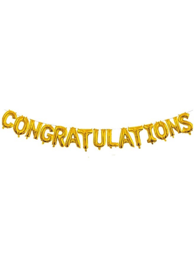 INSX CONGRATULATIONS Foil Balloon Set - 16 Inch Letter Balloons with Straw and Ribbon - Easy to Inflate and Hang - Durable and Reusable - Perfect for Celebration Party Decorations (Gold Color) - Image 1