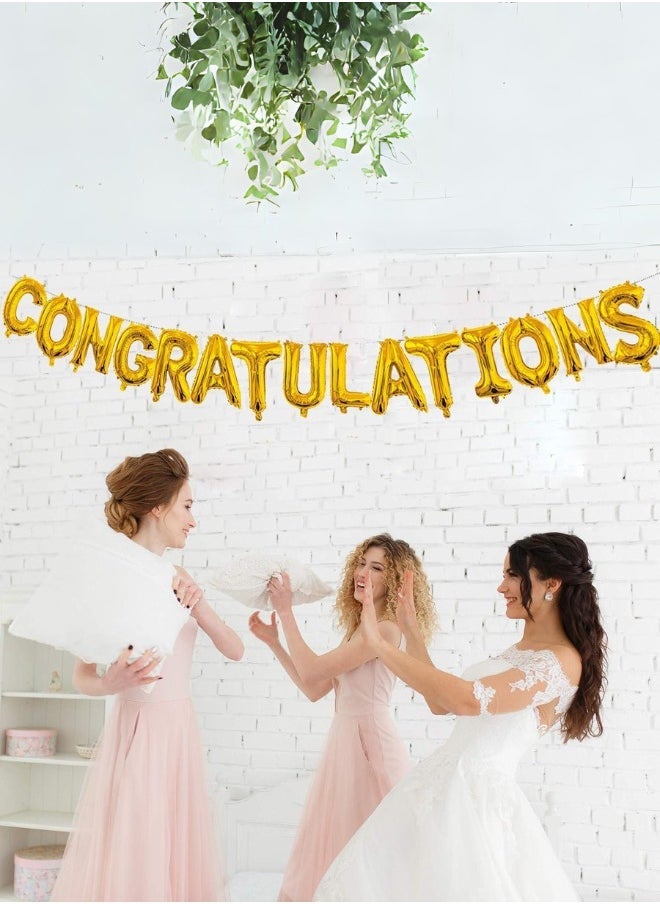 INSX CONGRATULATIONS Foil Balloon Set - 16 Inch Letter Balloons with Straw and Ribbon - Easy to Inflate and Hang - Durable and Reusable - Perfect for Celebration Party Decorations (Gold Color) - Image 2