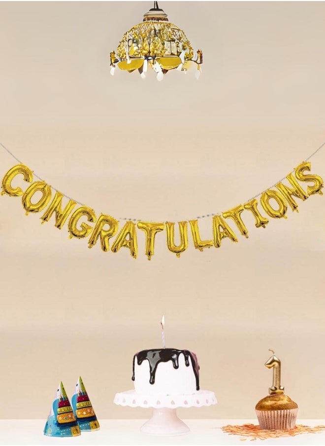INSX CONGRATULATIONS Foil Balloon Set - 16 Inch Letter Balloons with Straw and Ribbon - Easy to Inflate and Hang - Durable and Reusable - Perfect for Celebration Party Decorations (Gold Color) - Image 3