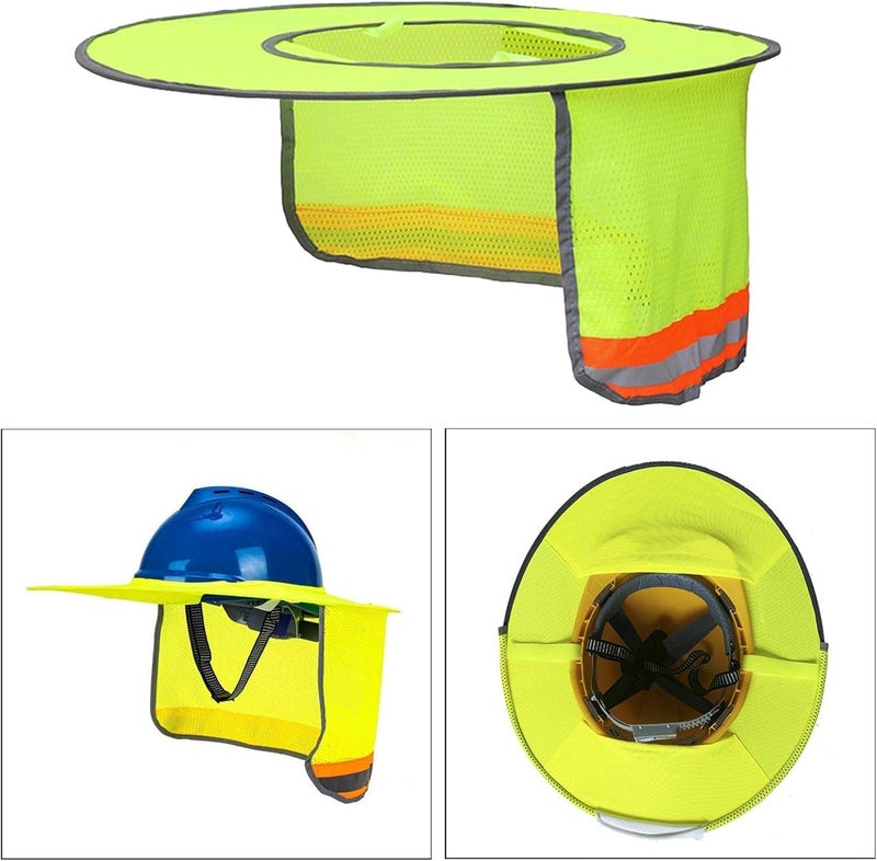 كلاراكو واقي شمس كامل الحافة للخوذة الصلبة، واقي للرقبة، حماية من أشعة الشمس للرقبة لخوذة السلامة، لون أصفر فلورسنت - Image 5